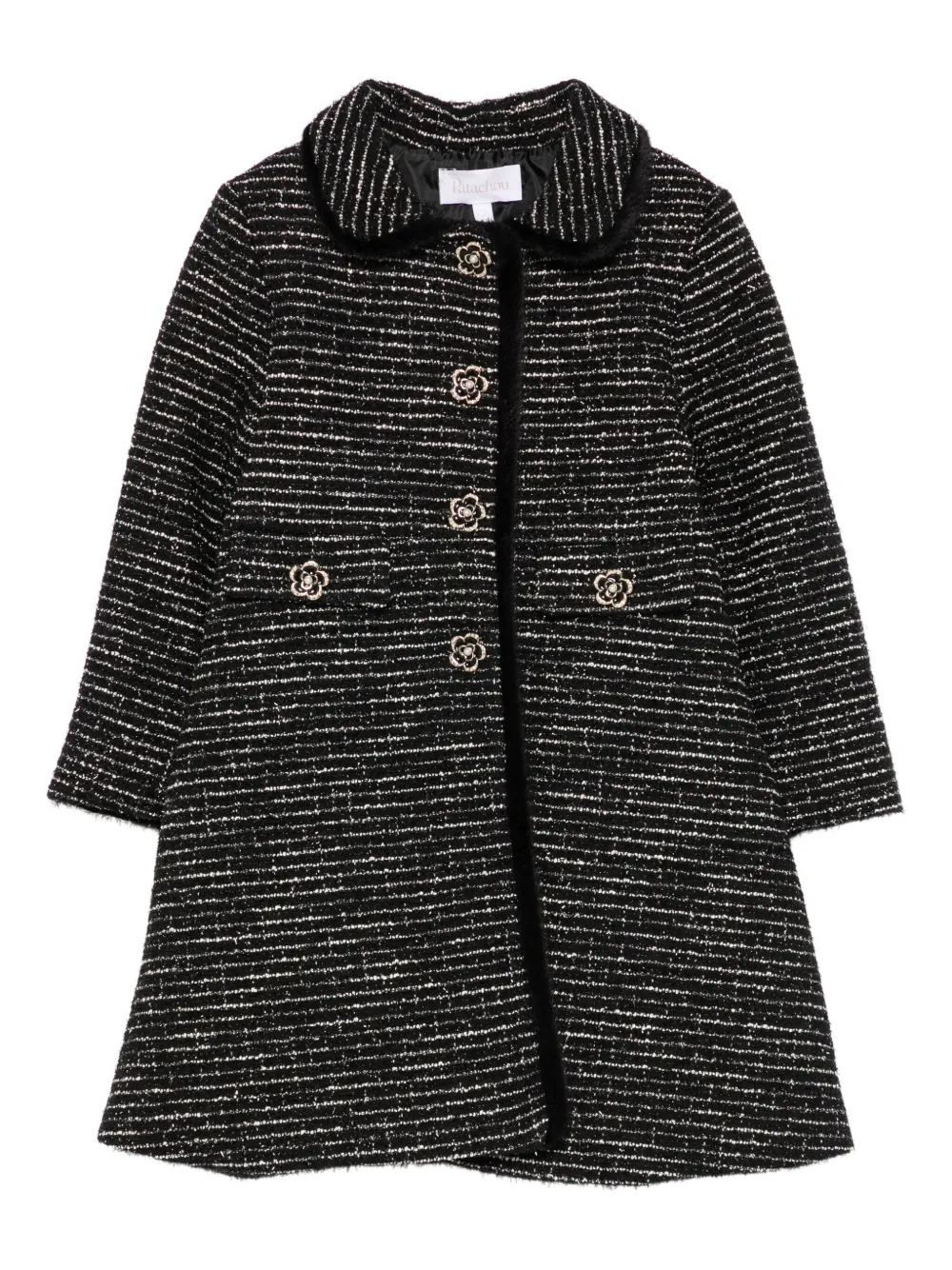 Patachou tweed flower-button coat | Black | Image 1