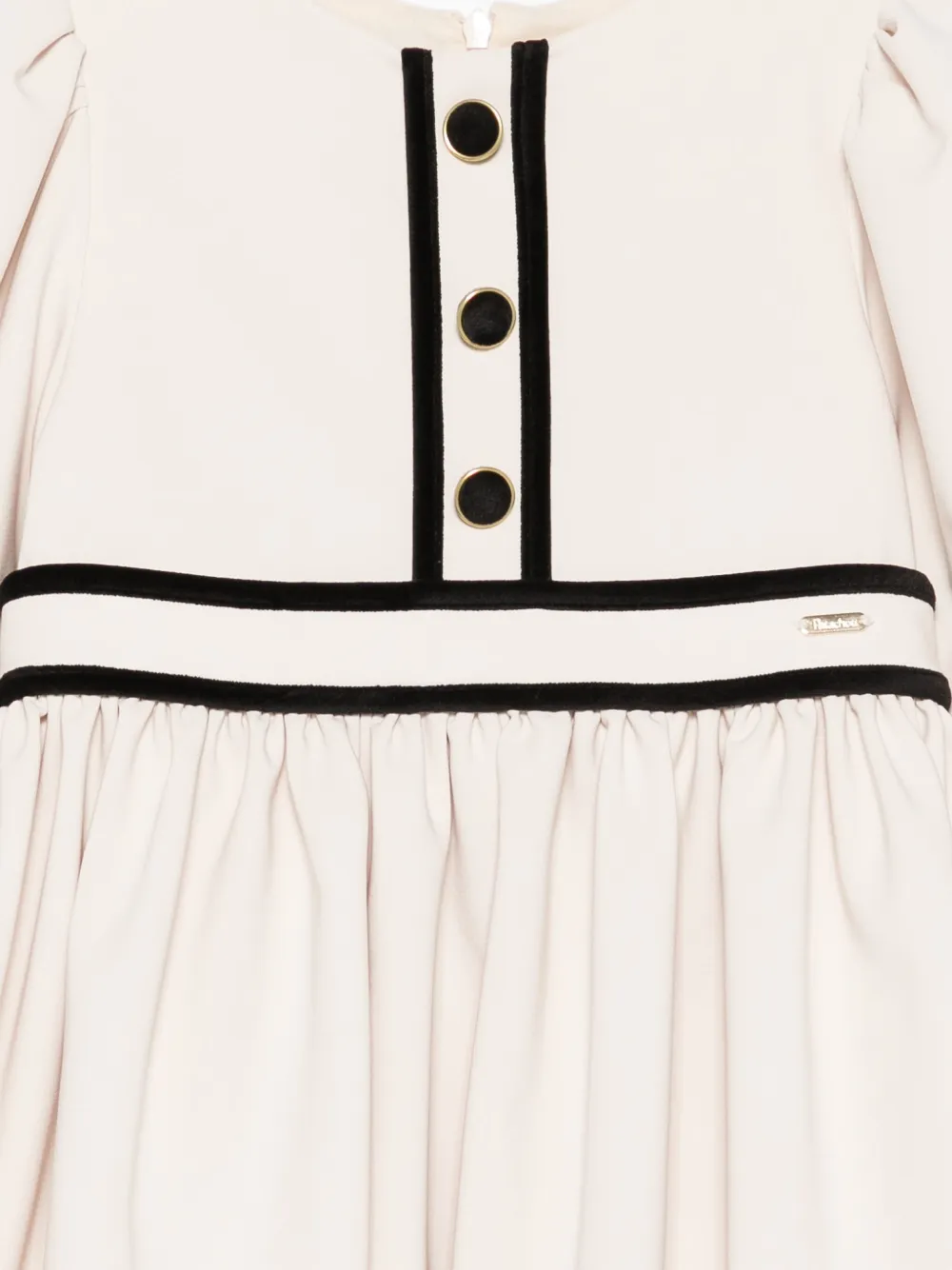 Patachou Jurk met pofmouwen en fluwelen afwerking Beige