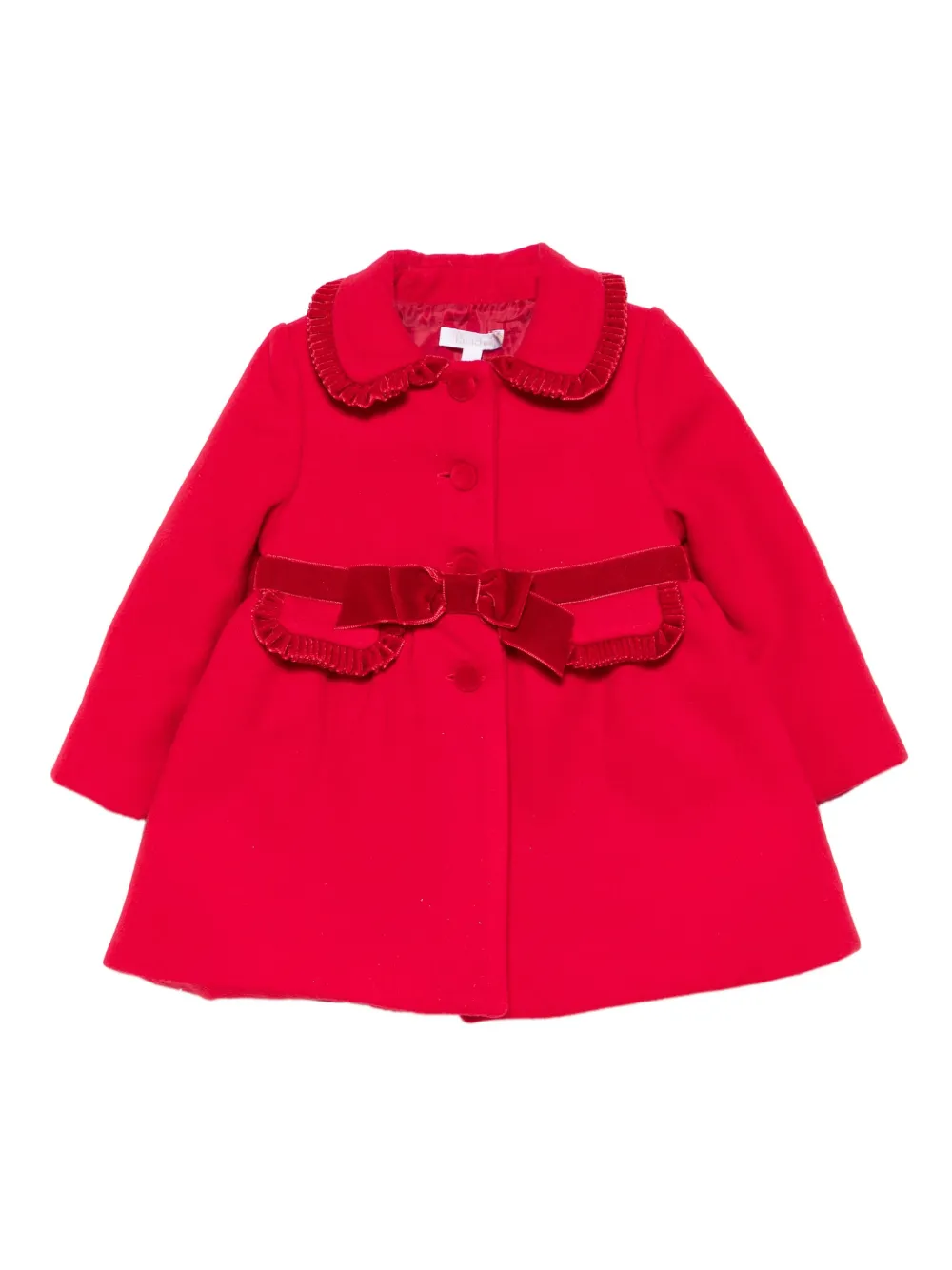 Patachou Velvet-trim Coat In Red