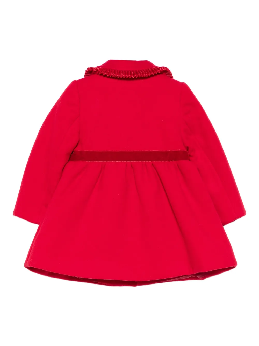 Patachou Velvet-trim Coat In Red