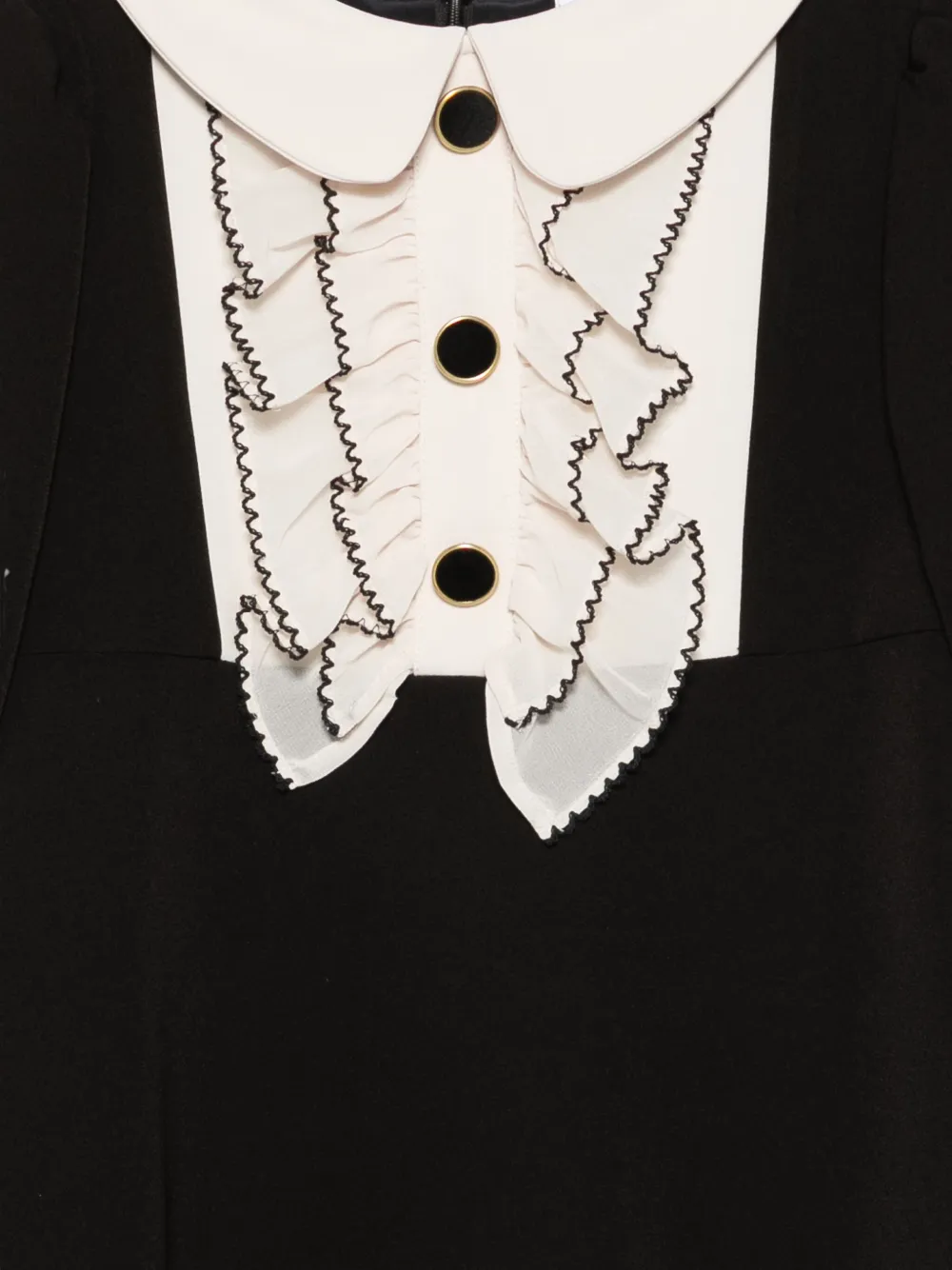 Patachou Jurk met Peter Pan-kraag en ruches Zwart