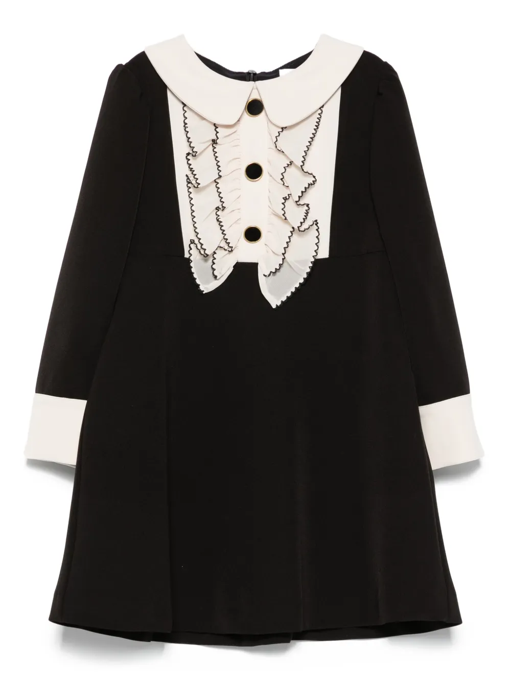 Patachou peter-pan collar ruffled dress | Black | Image 1