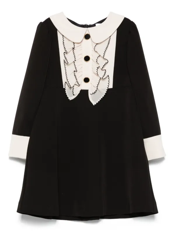 Patachou Robe Volantée à Col Claudine Noir FARFETCH TN