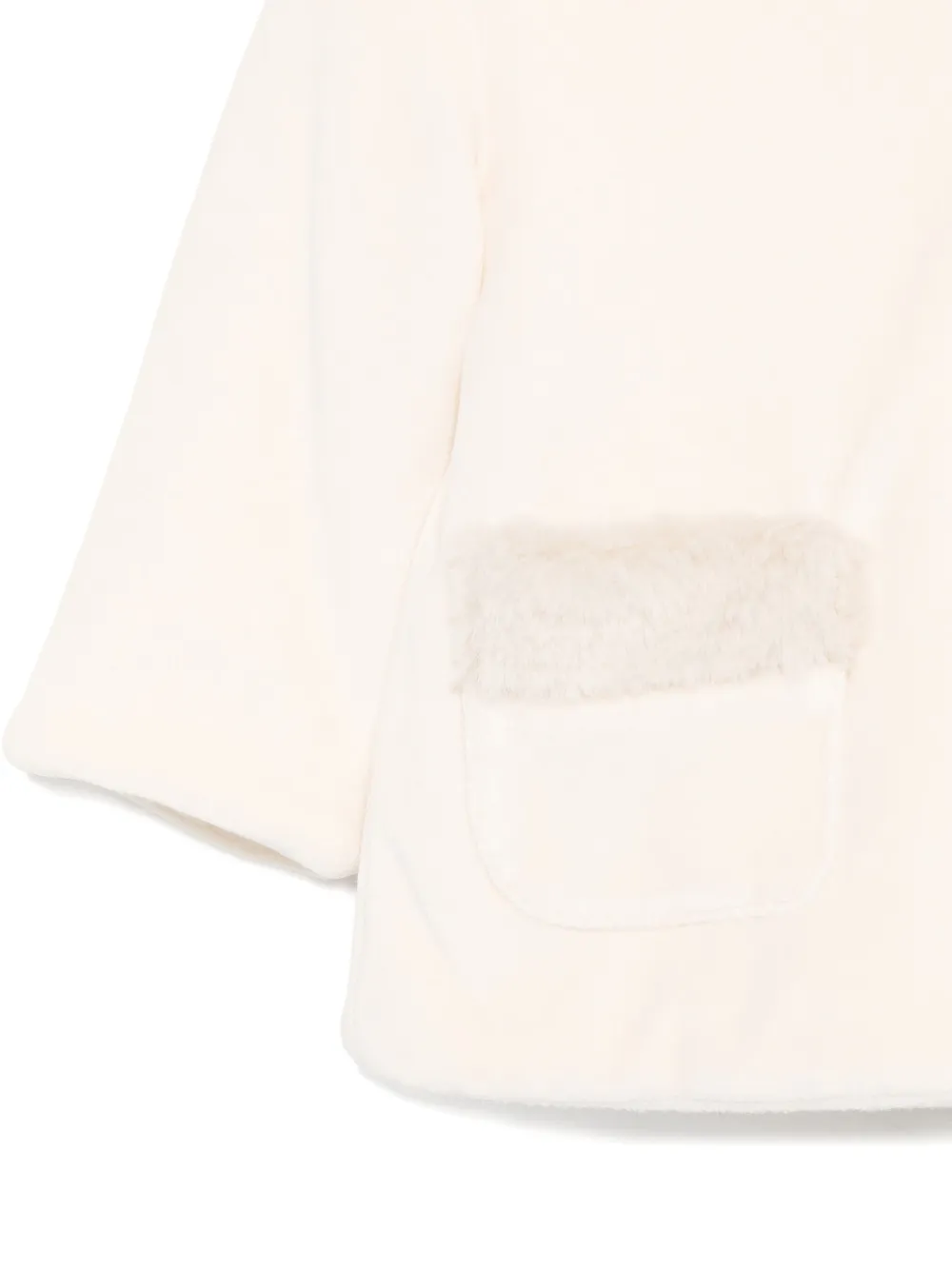 Patachou Hooded Pocketed Faux-fur Coat In Neutral