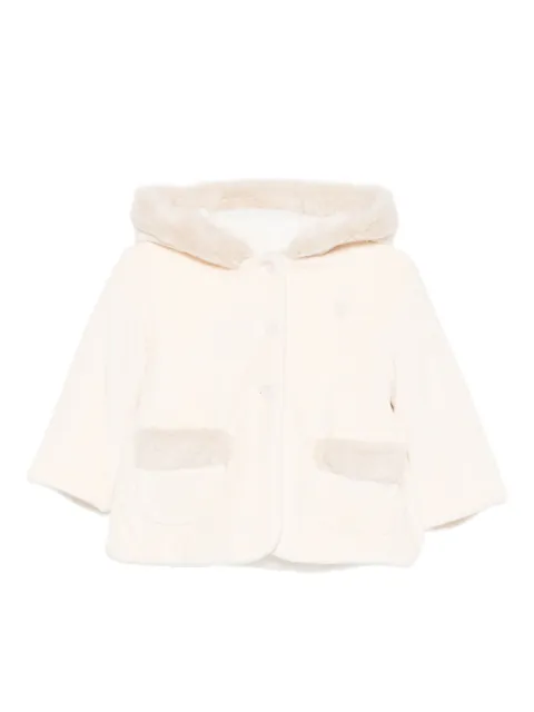 Patachou hooded pocketed faux-fur coat
