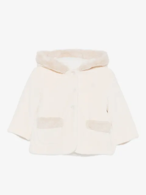 Patachou hooded pocketed faux-fur coat