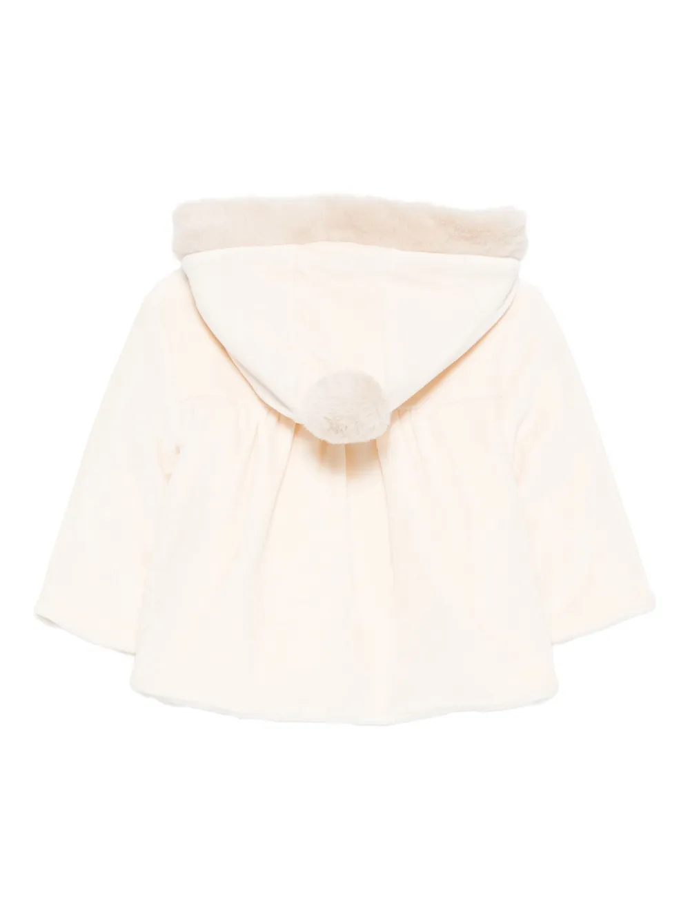 Patachou Hooded Pocketed Faux-fur Coat In Neutral