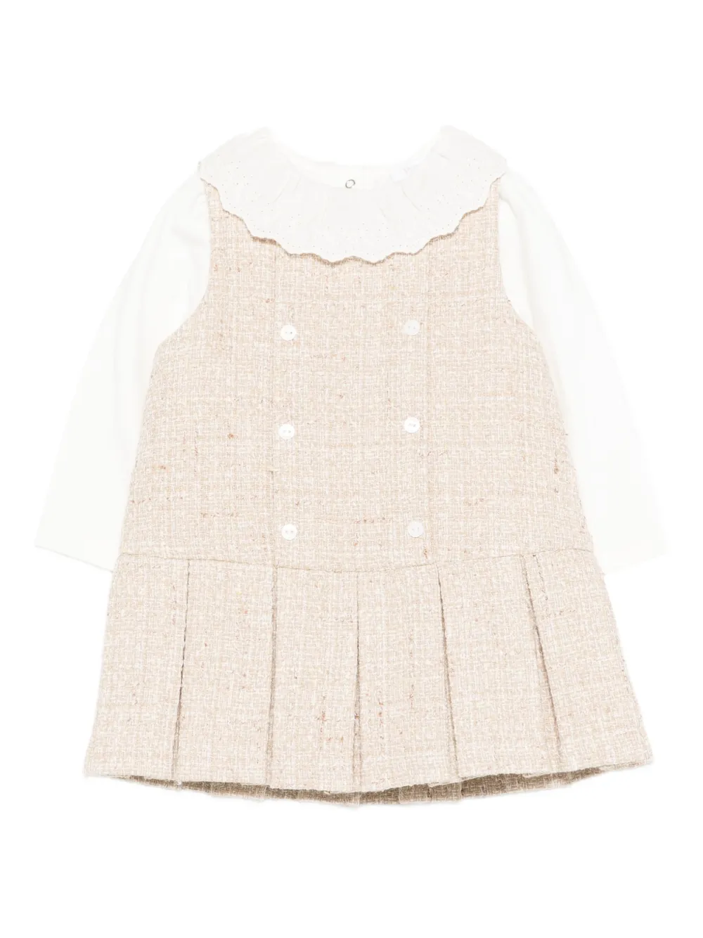 Patachou Tweed Dress In White