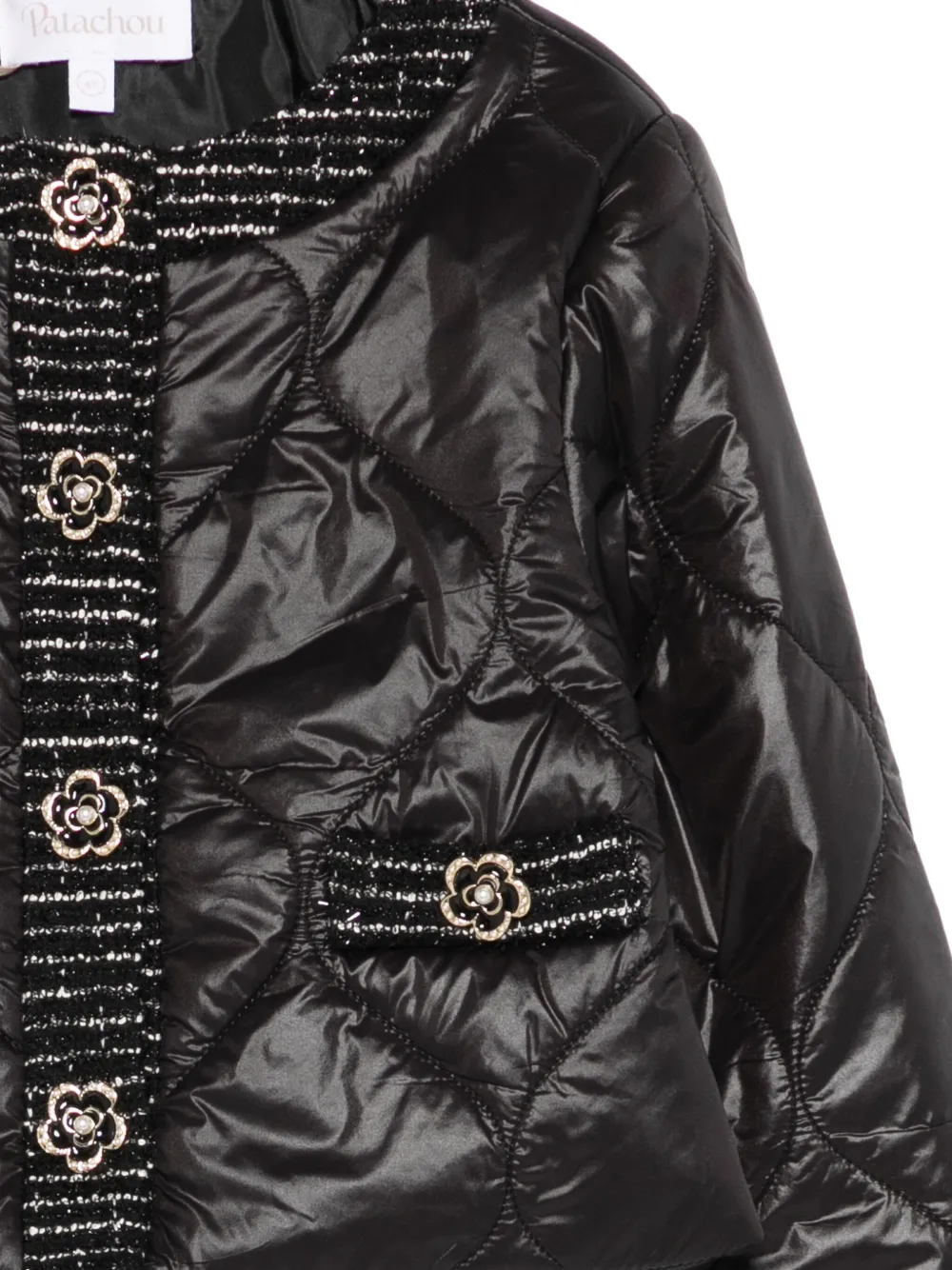 Patachou Quilted Tweed-trimmed Jacket In Black