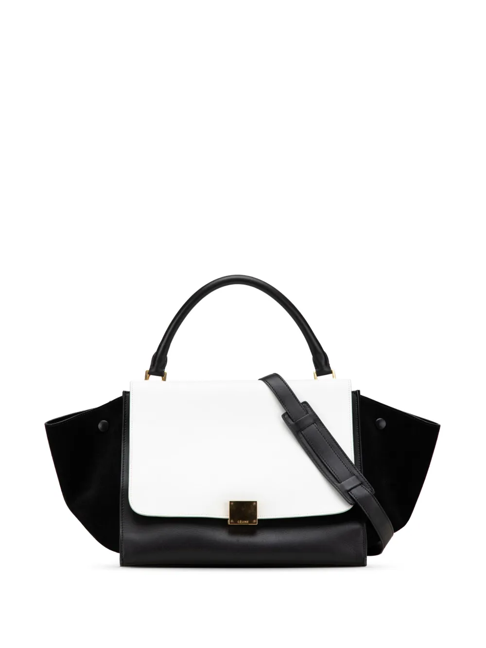 Céline Pre-Owned 2012 ミディアム バイカラーレザー トラペーズ サッチェルバッグ - ブラック Céline Pre-Owned 2012 ミディアム バイカラーレザー トラペーズ サッチェルバッグ - ブラック