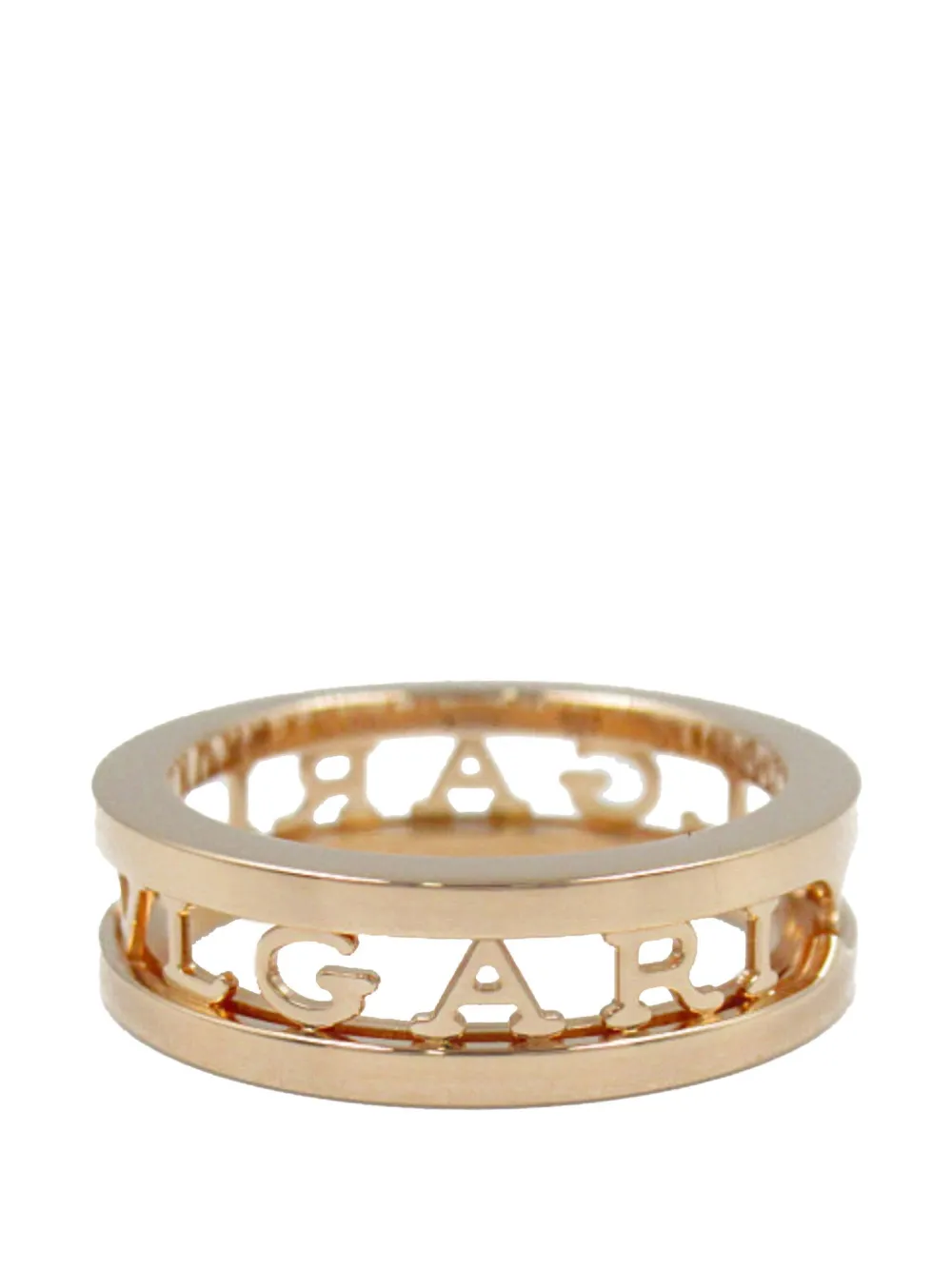 Pre-owned Bvlgari 2005-2020 18k Rose Gold B.zero1 One Band With Openword Logo Spiral Ring
