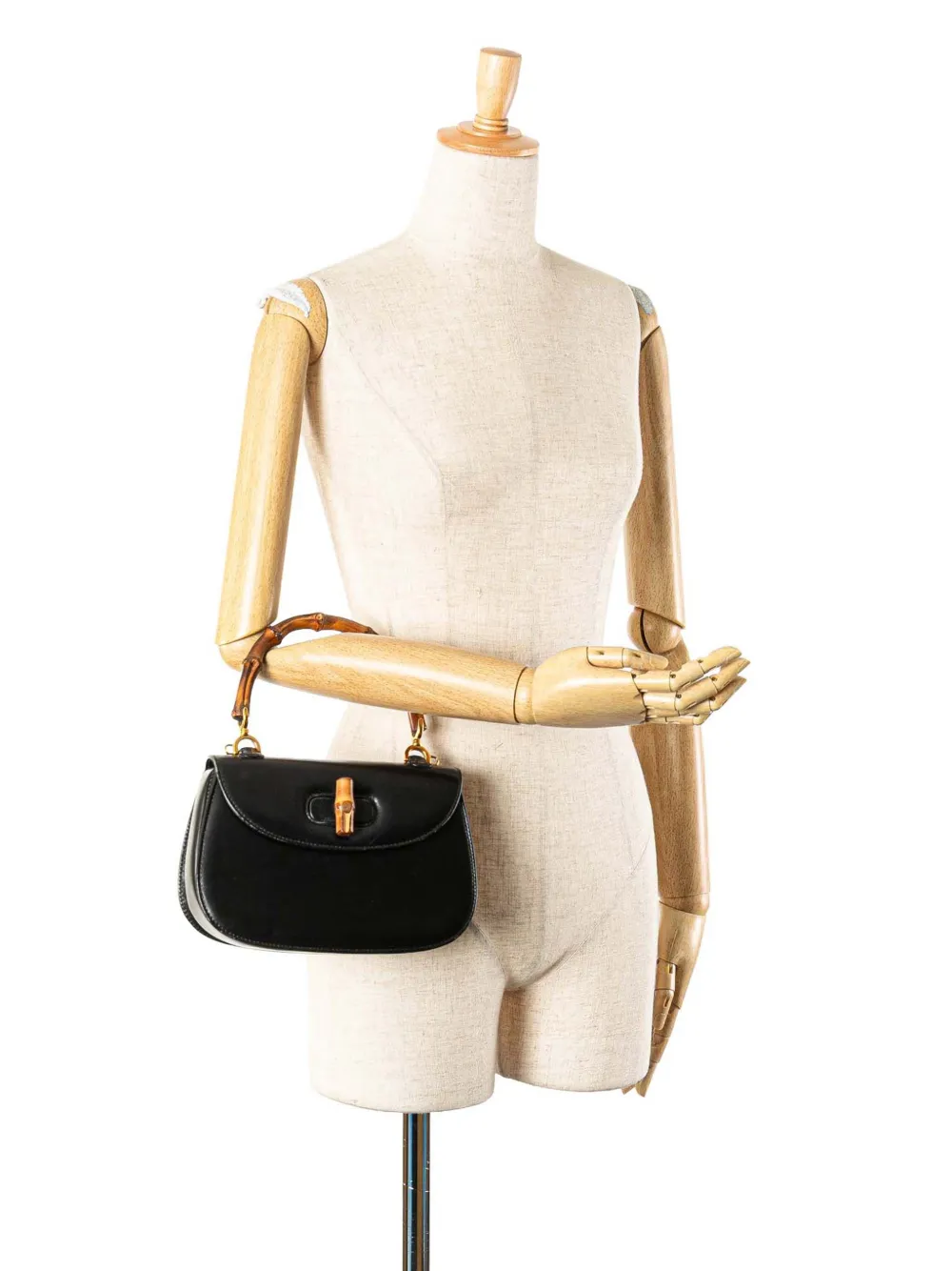 Pre-owned Gucci 20th Century Calfskin Bamboo Night Satchel