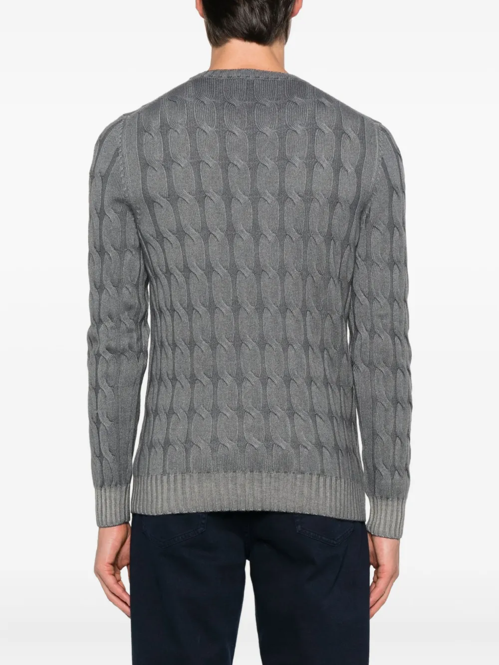 Gran Sasso Cable-knit Crew-neck Sweater In Gray