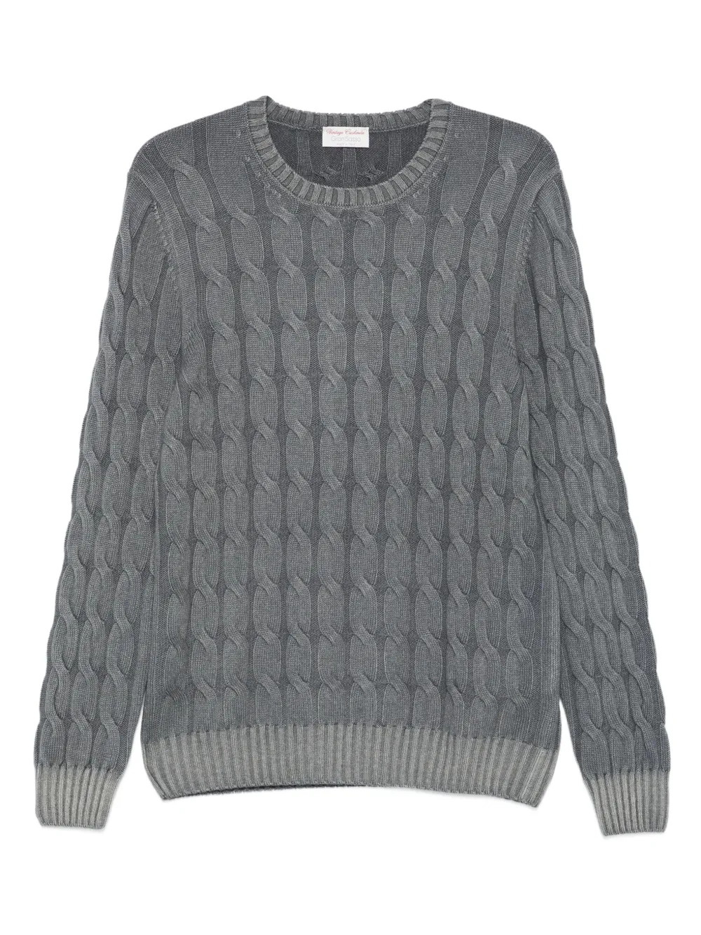Gran Sasso Cable-knit Crew-neck Sweater In Gray