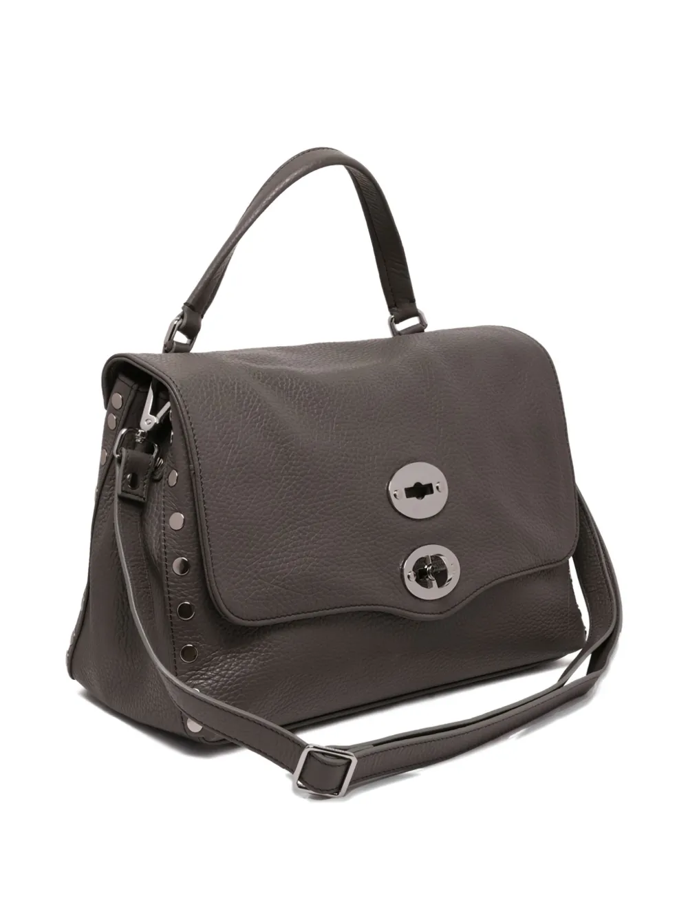 Zanellato double-clasp studded shoulder bag Bruin