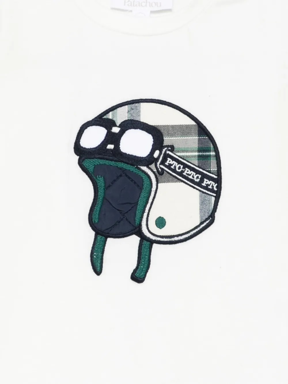 Patachou Embroidered-helmet Crew-neck Top In White
