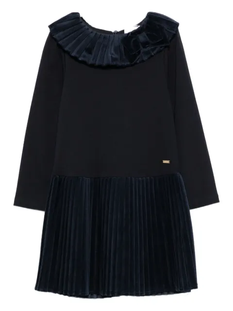 Patachou velvet-pleated dress