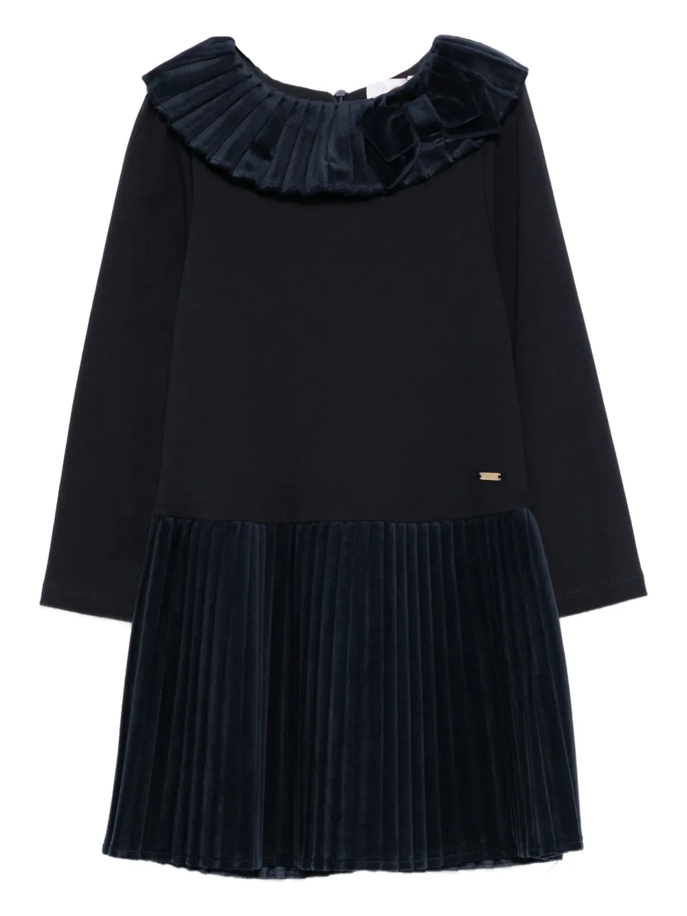 Patachou velvet-pleated dress | Blue | Image 1