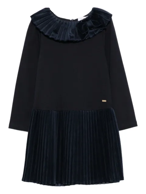 Patachou velvet-pleated dress