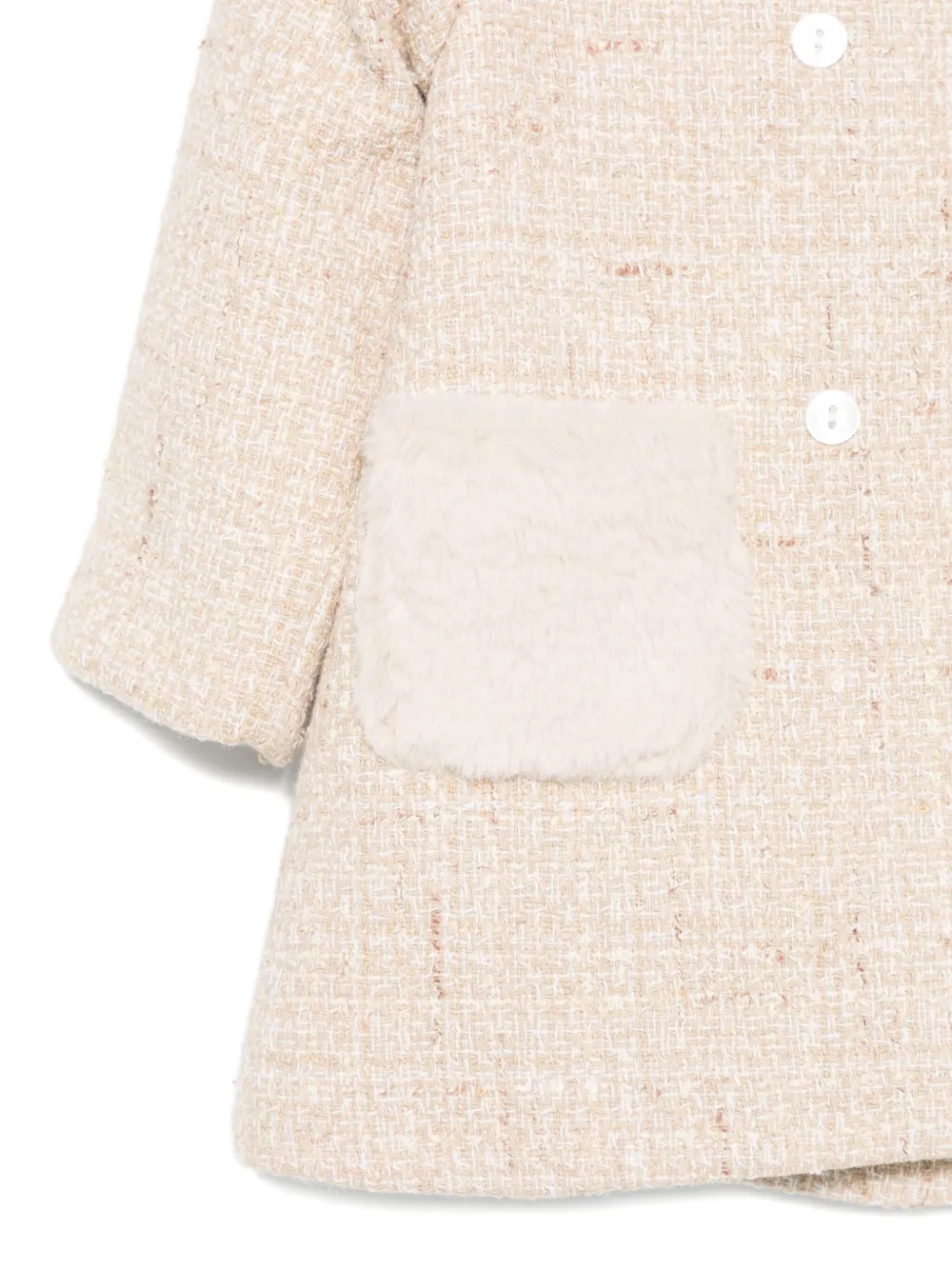 Patachou Tweed Coat In Neutral