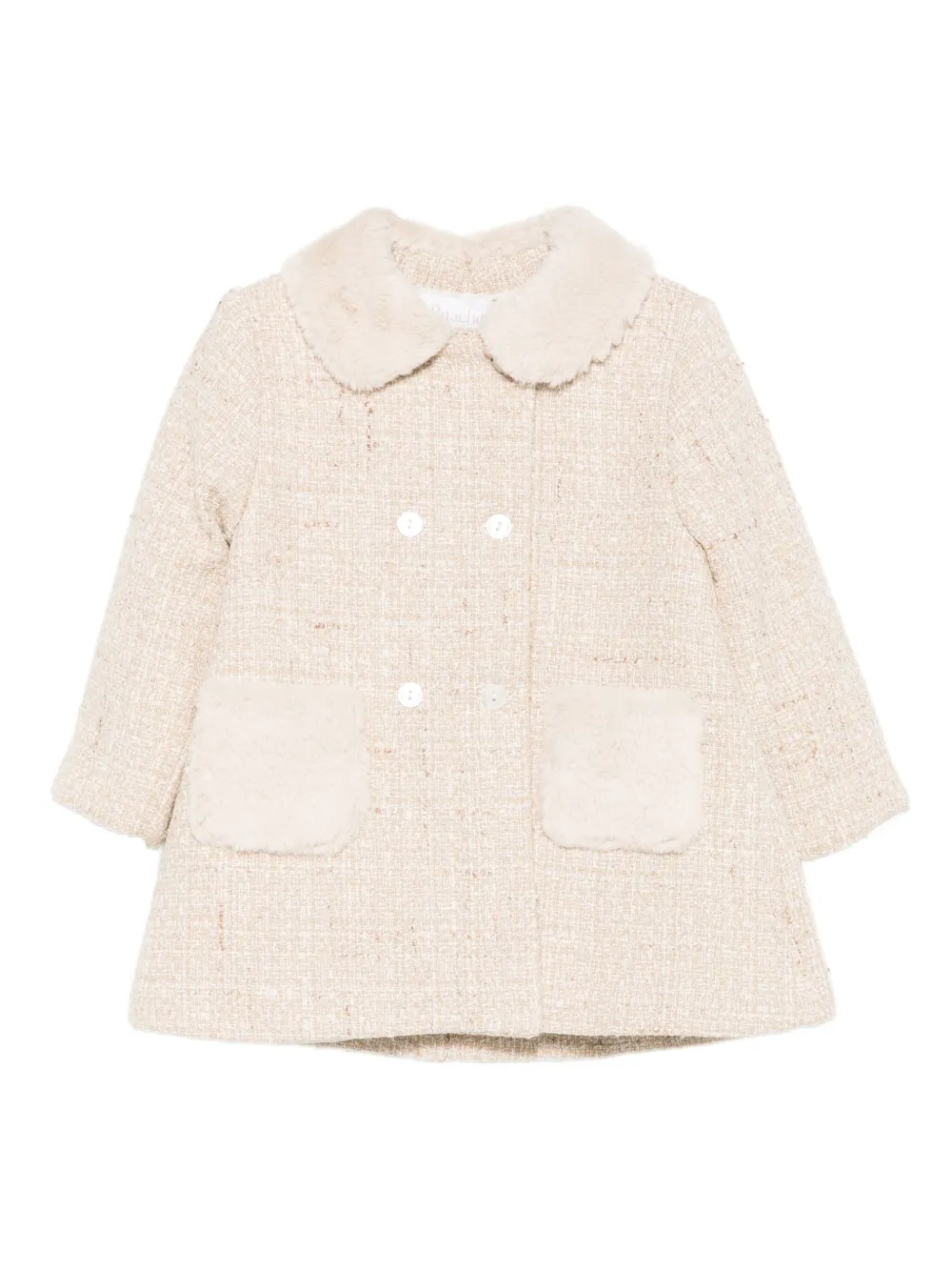 Patachou Tweed Coat In Neutral