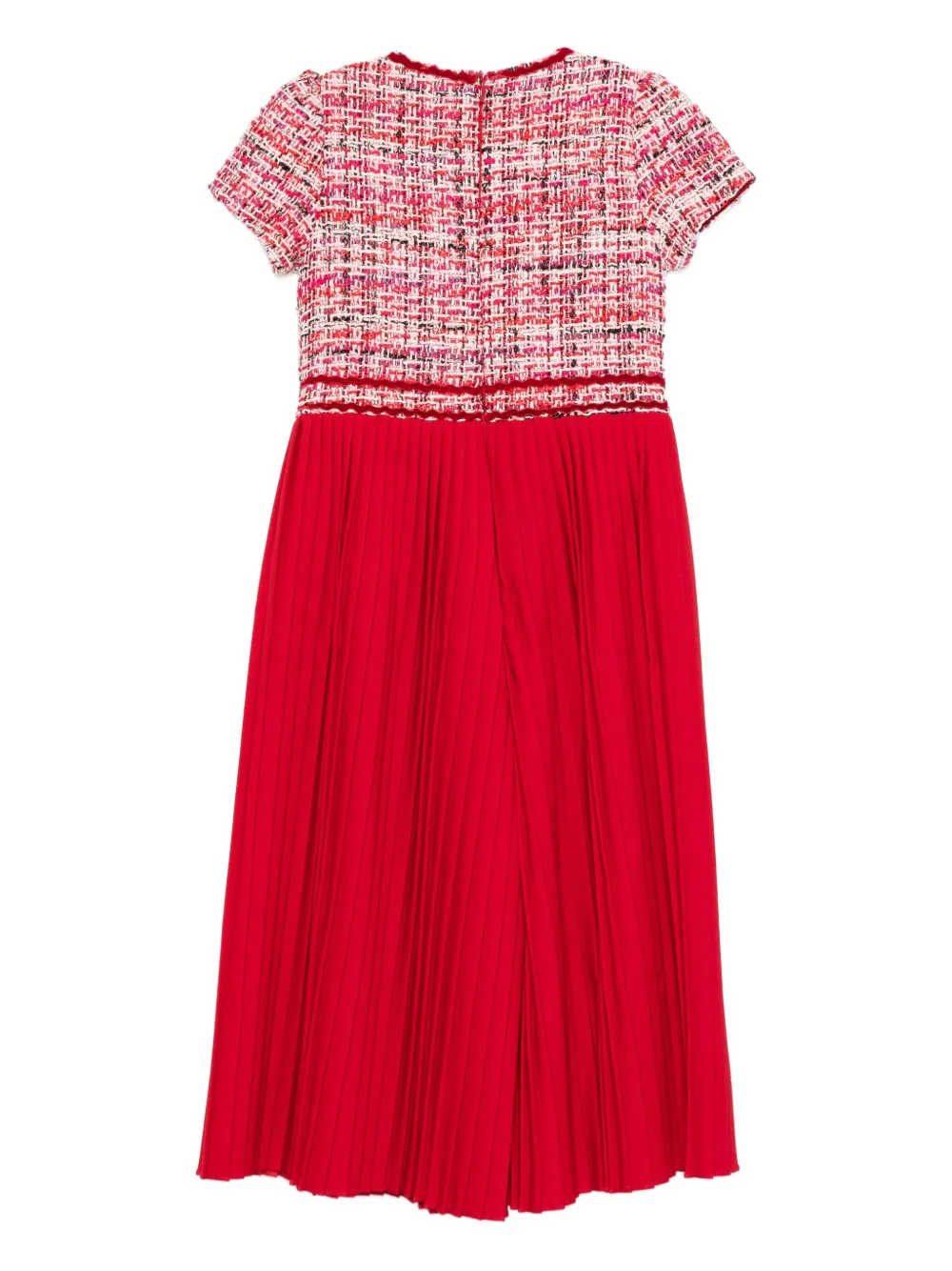 Patachou Tweed Pleated Jumpsuit In Red