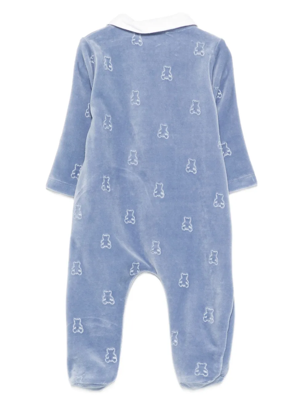 Patachou Teddy Bear-print Velvet Pajama In Blue