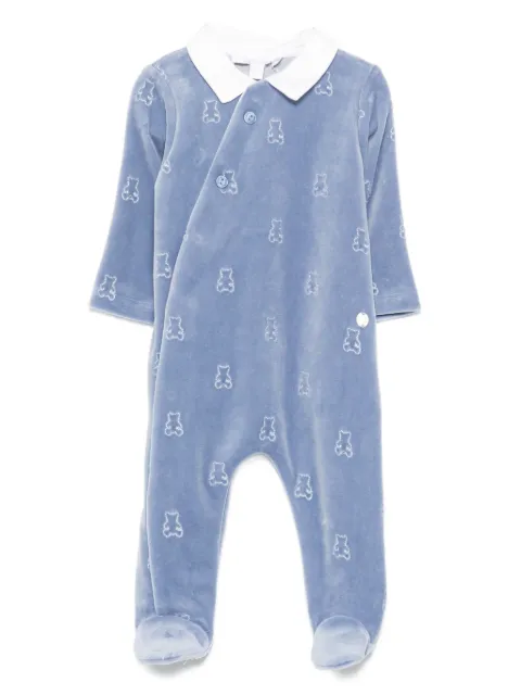 Patachou teddy bear-print velvet pajama
