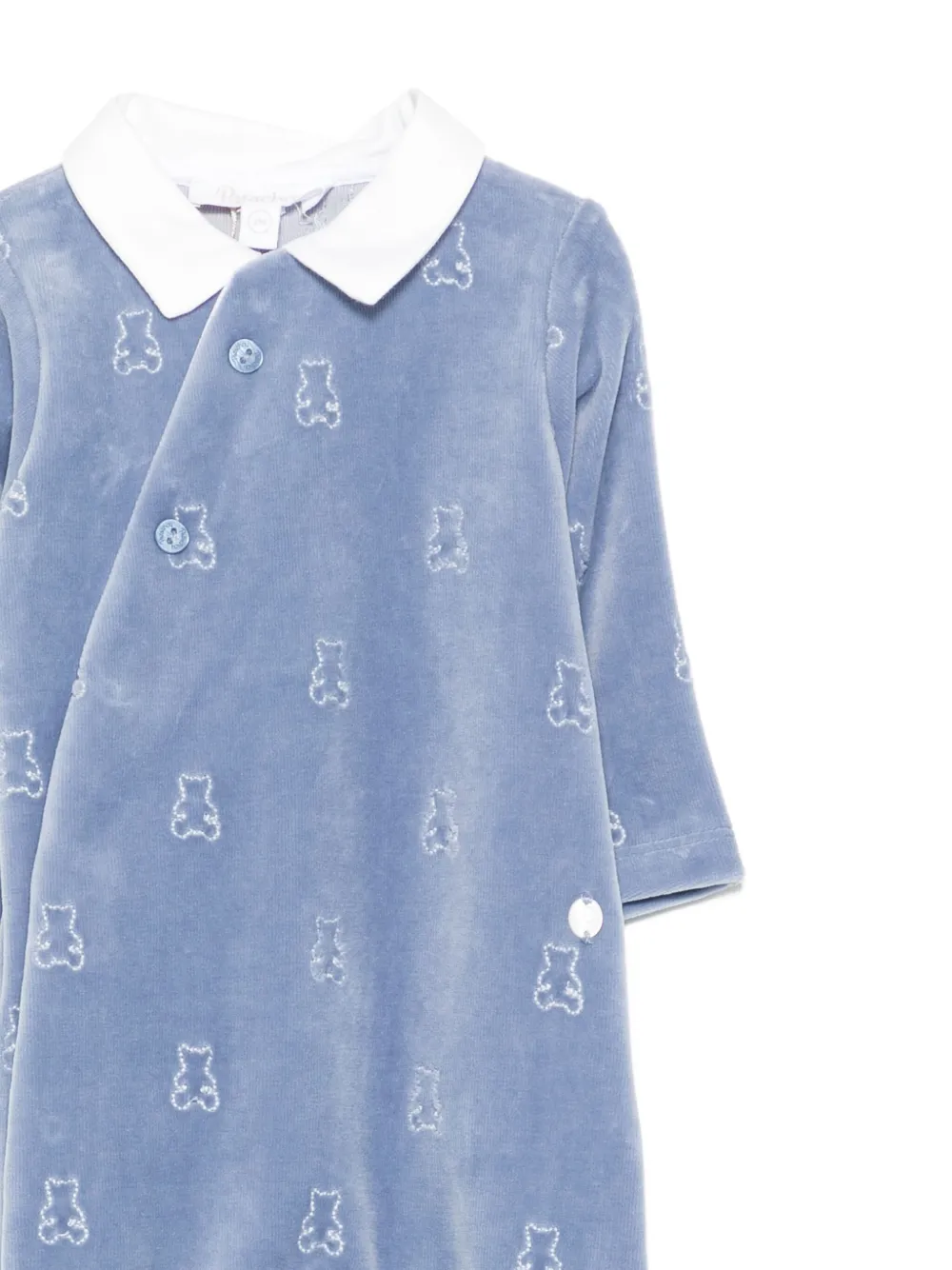 Patachou Teddy Bear-print Velvet Pajama In Blue