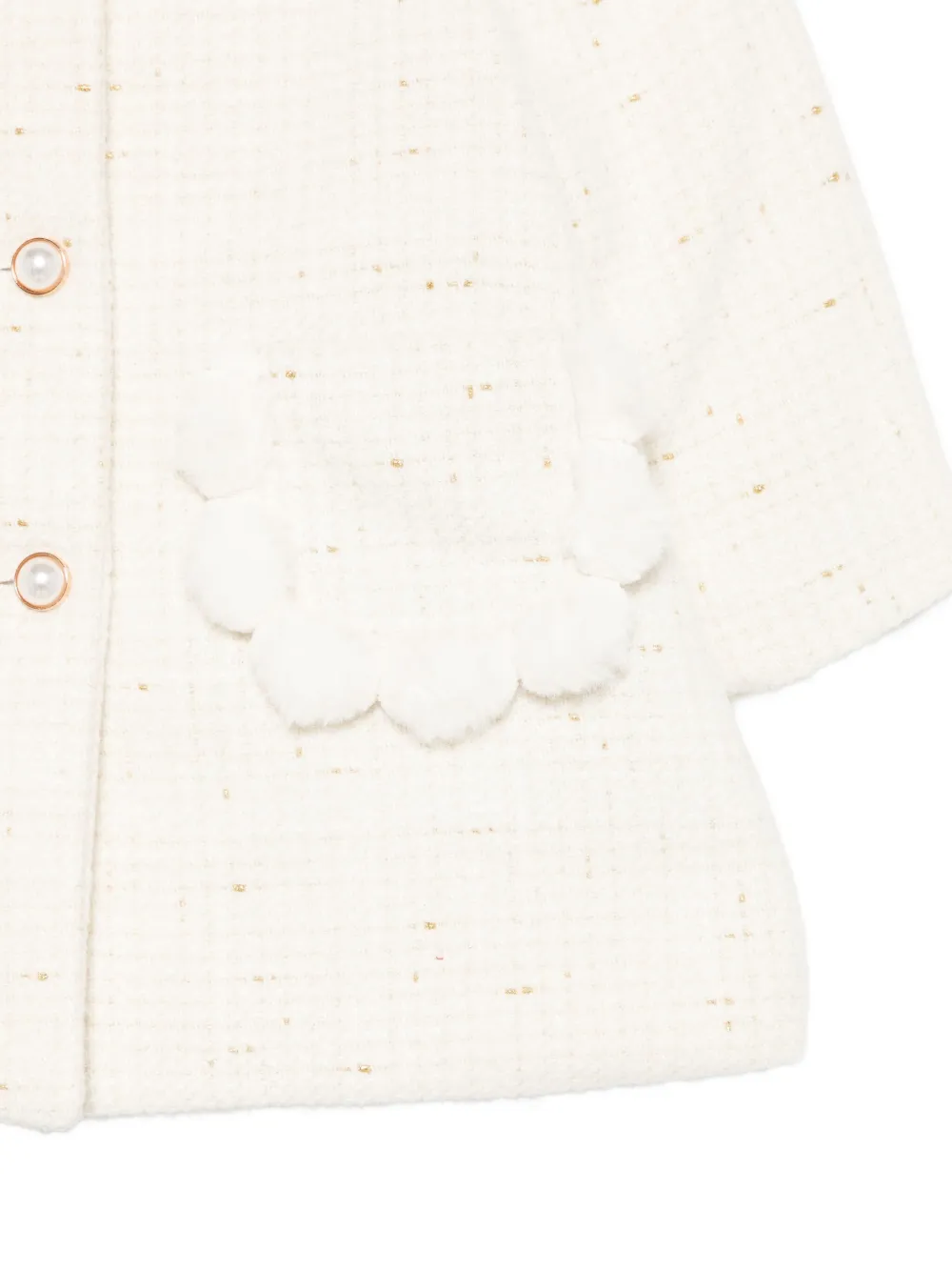 Patachou Scalloped-pocket Coat In White