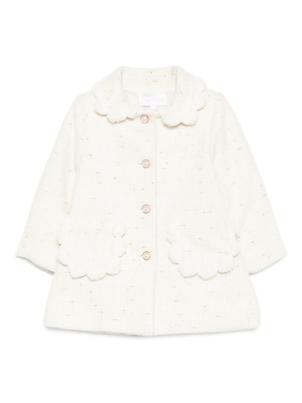 Patachou Scalloped-pocket Coat In White