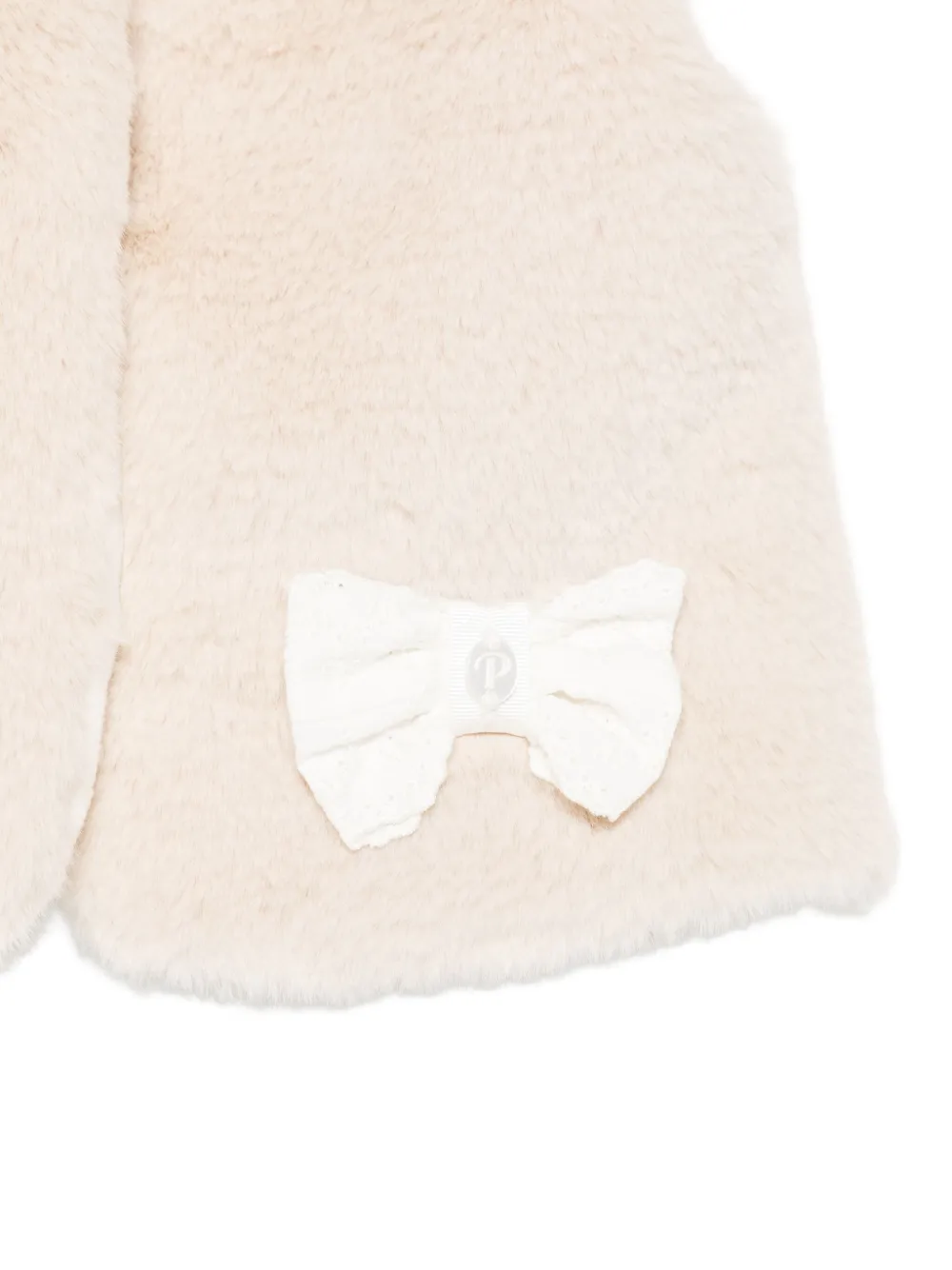 Patachou Bow-embellished Faux-fur Vest In Neutral