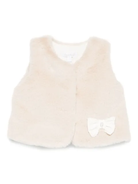 Patachou bow-embellished faux-fur vest