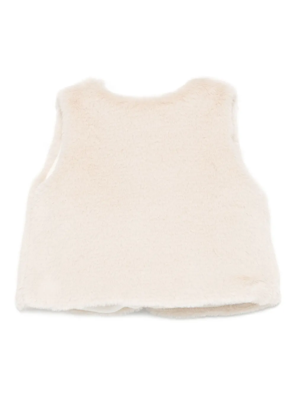 Patachou Bow-embellished Faux-fur Vest In Neutral