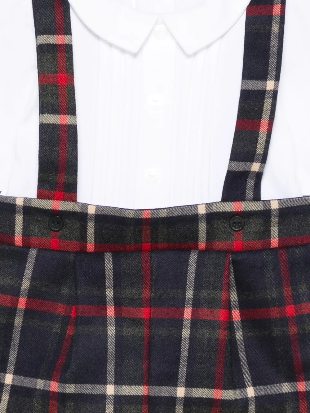 Patachou Tartan-plaid Suspender Shorts Dungarees In Multi