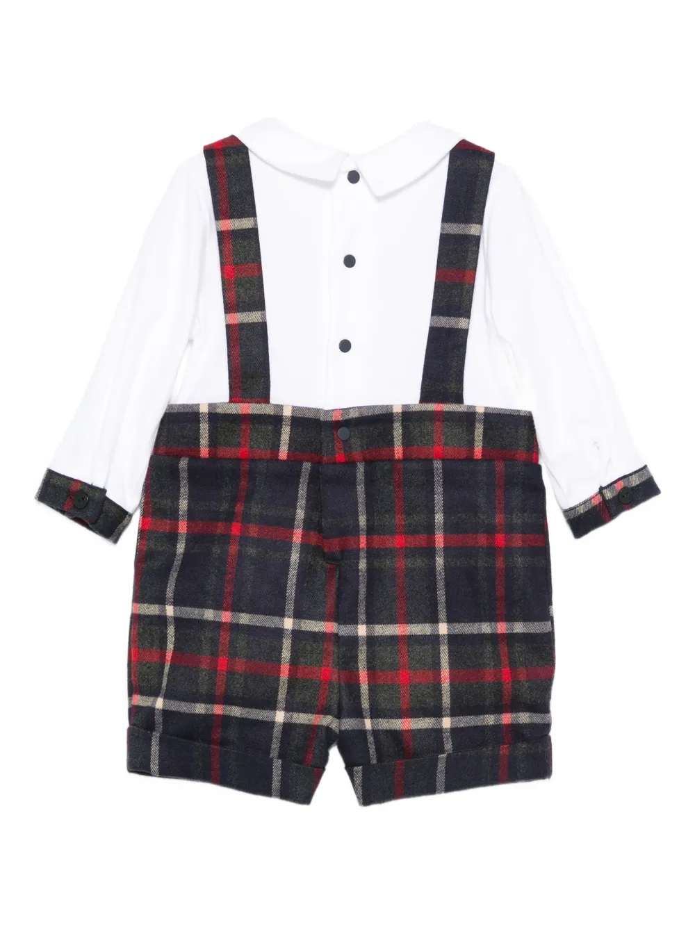 Patachou Tuinbroek met bretels en tartan-ruit - Blauw
