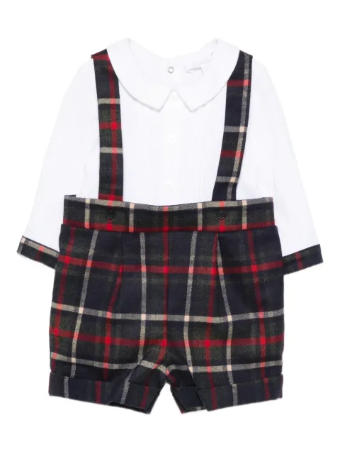 Patachou tartan-plaid suspender shorts dungarees