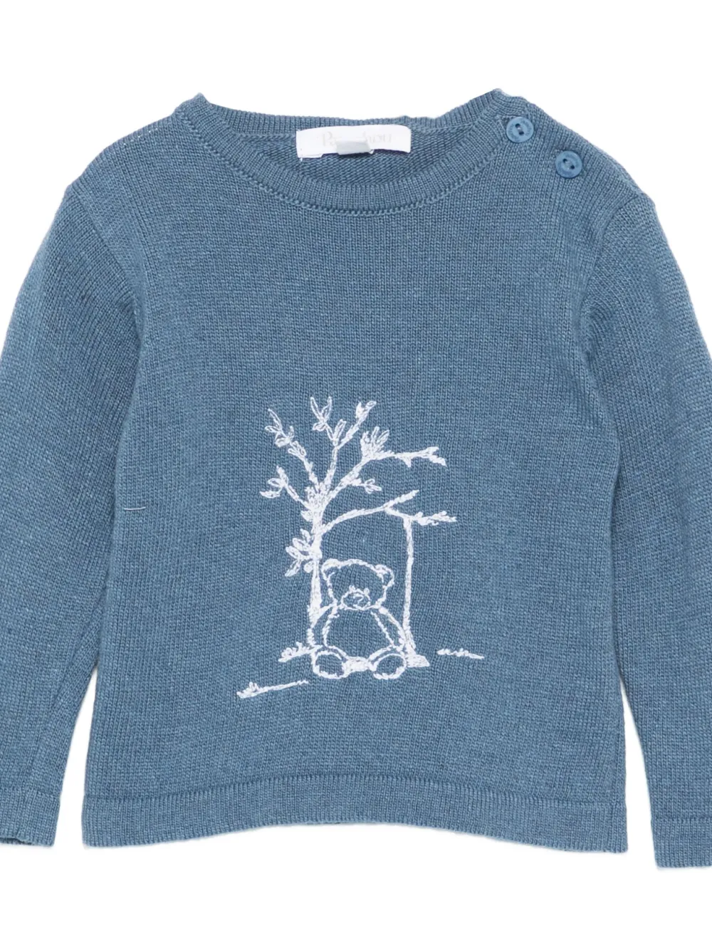 Patachou Trui met geborduurde beer Blauw