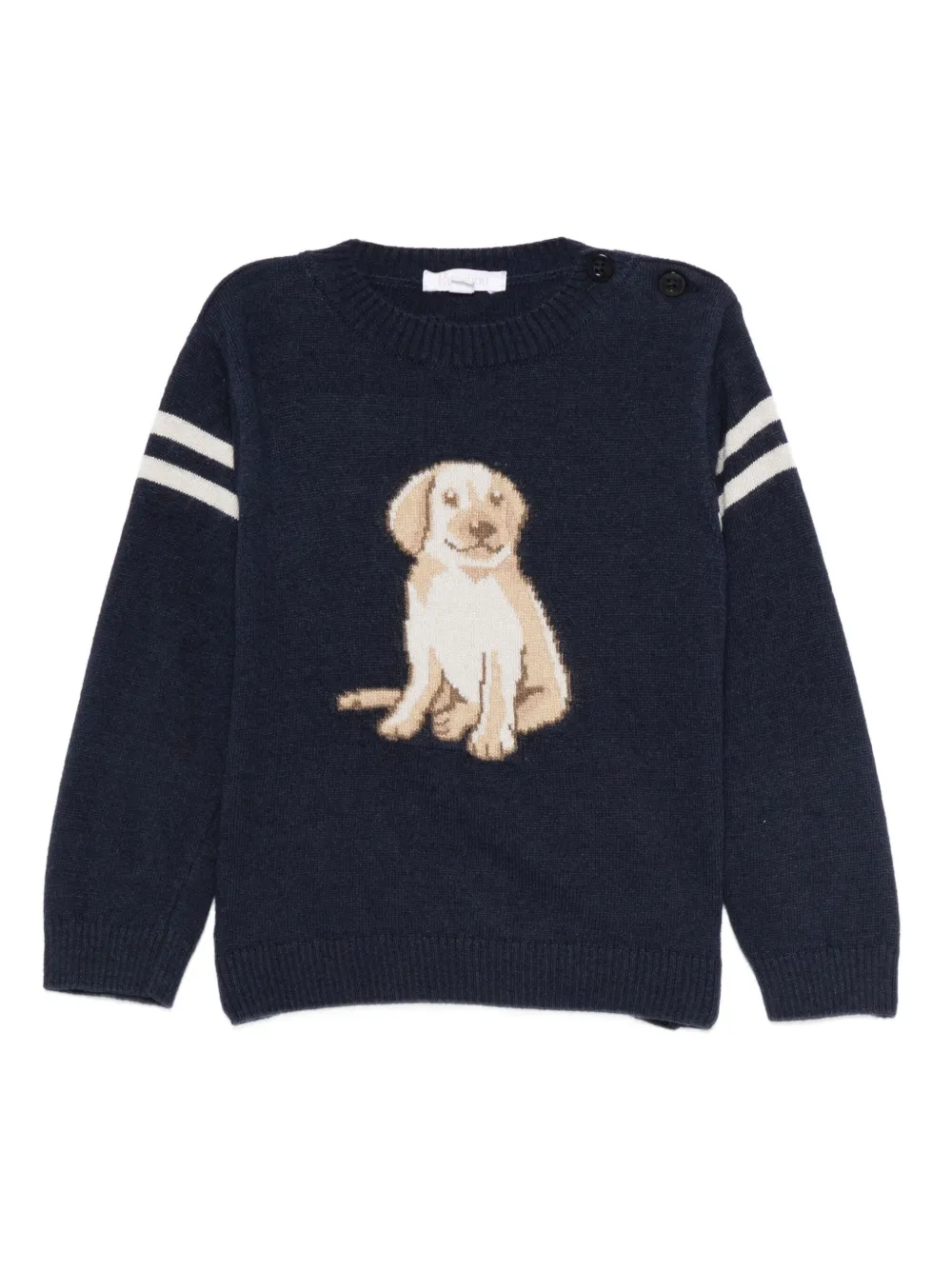 Patachou puppy-embroidered striped sweater | Blue | Image 1