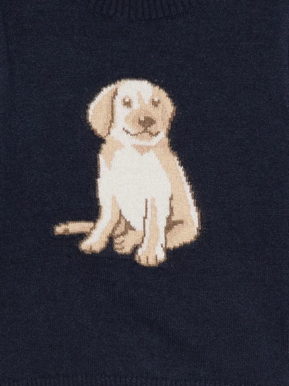 Patachou Puppy-embroidered Striped Sweater In Blue