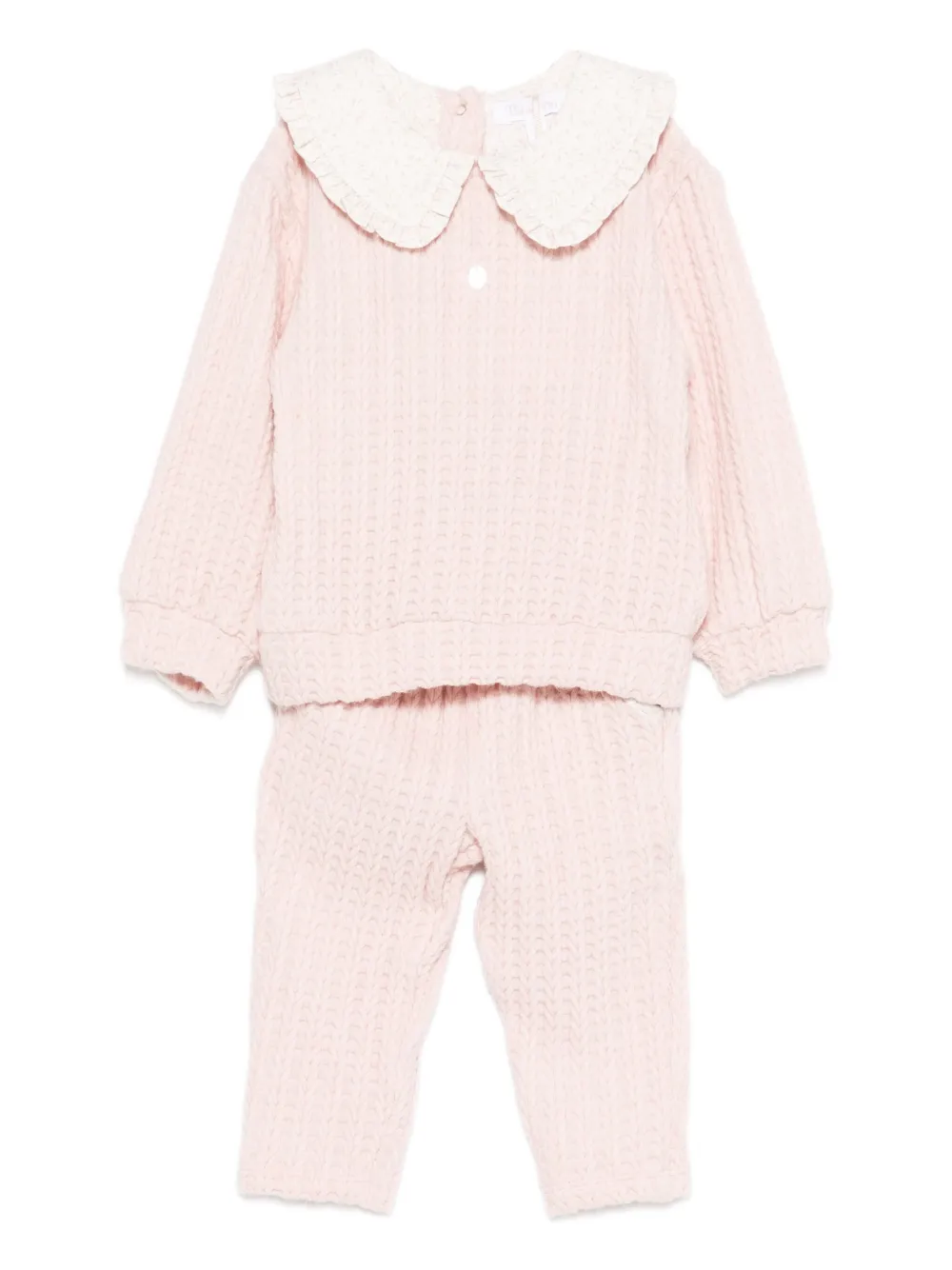 Patachou Cable-knit Trousers (set Of Two) In Pink