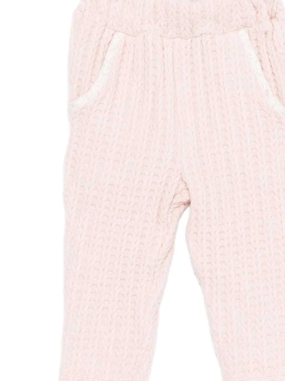 Patachou Cable-knit Trousers (set Of Two) In Pink