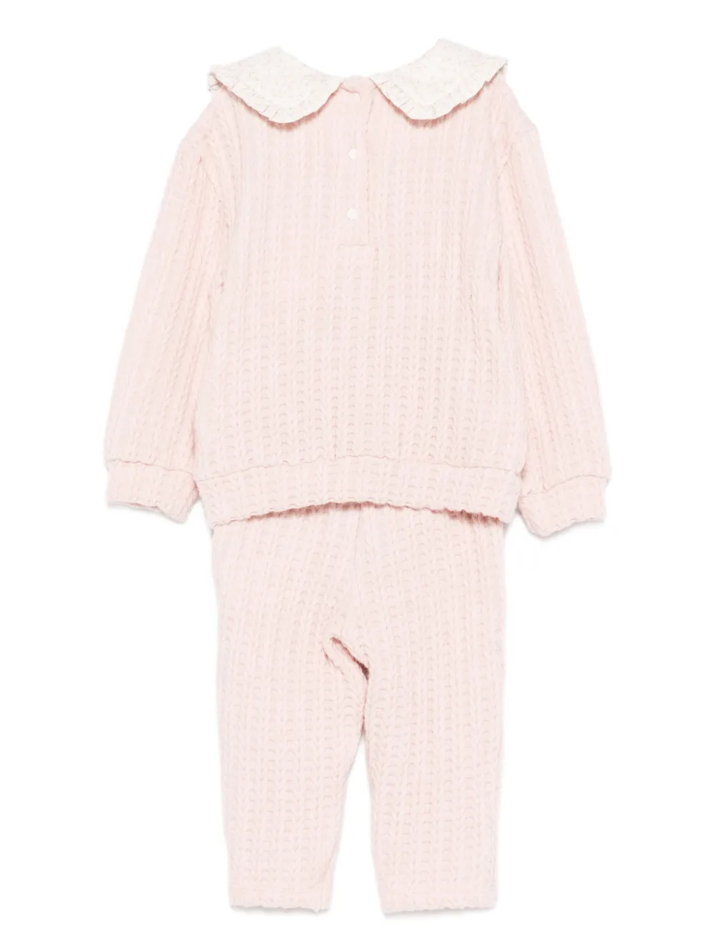 Patachou Cable-knit Trousers (set Of Two) In Pink