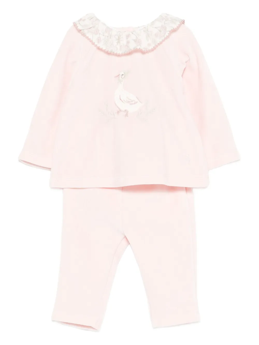 Patachou Embroidered-duck Trousers (set Of Two) In Pink