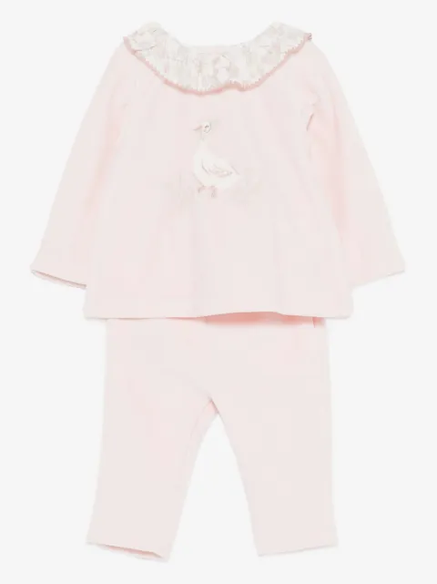 Patachou embroidered-duck trousers (set of two)