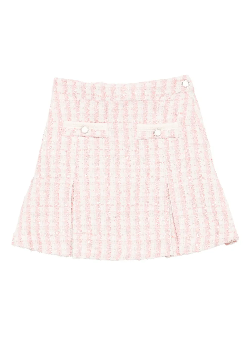 Patachou Pleated Tweed Skirt In Pink