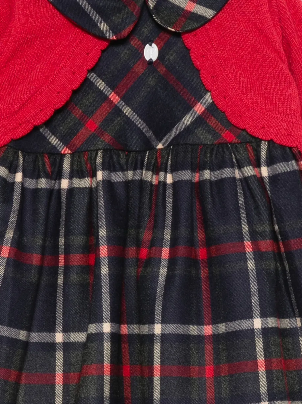 Patachou Peter-pan Collar Plaid Dress In Blue