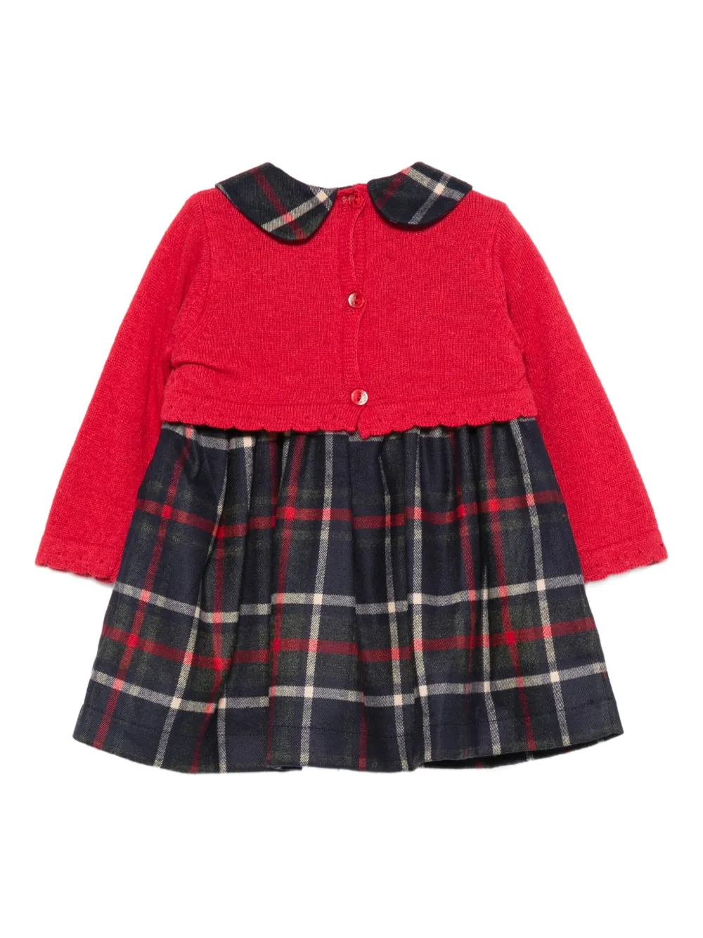 Patachou Peter-pan Collar Plaid Dress In Blue