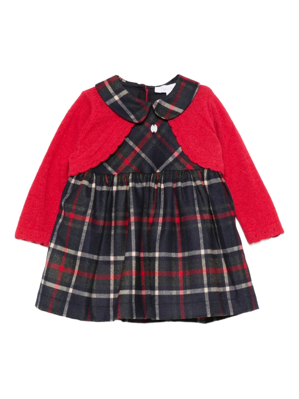Patachou Peter-pan Collar Plaid Dress In Blue