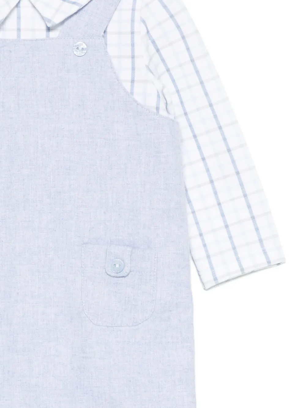 Patachou Checked-shirt Rompers In Blue